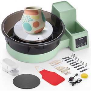 image:imageVEVOR Pottery Wheel for Adults 11 Aluminum Turntable 450W Electric Table Top Pottery Wheel with Foot Pedal 30300 RPM Adjustable Speed Detachable Basin for Beginners DIY Clay Art Craft GreenGreen  11inch  14inch
