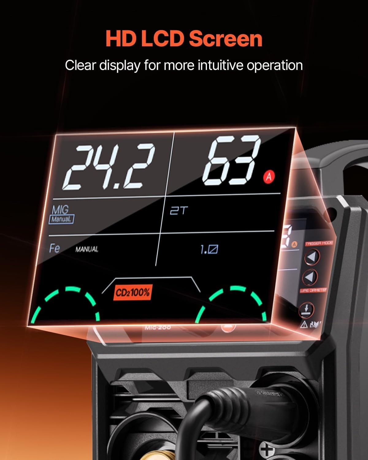 image:imageVEVOR Pro MIG Welder 250A Pluse Mig Welding Machine 5in1 Synergic Welder Machine MIG PluseGas MIGFlux Core MIGStickLift TIG 110V220V Dual Voltage Aluminum Mig Welder with LCD Screen Display4in1 200A