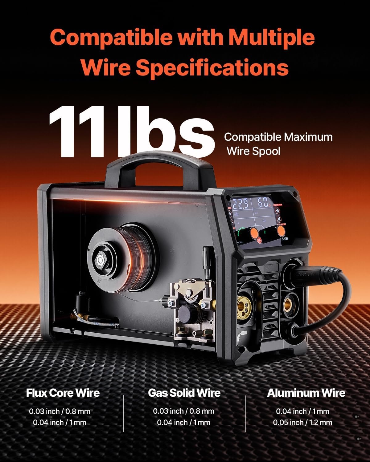 image:imageVEVOR Pro MIG Welder 250A Pluse Mig Welding Machine 5in1 Synergic Welder Machine MIG PluseGas MIGFlux Core MIGStickLift TIG 110V220V Dual Voltage Aluminum Mig Welder with LCD Screen Display200 A