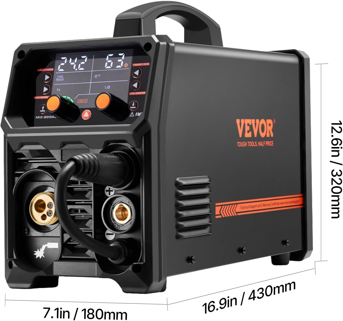image:imageVEVOR Pro MIG Welder 250A Pluse Mig Welding Machine 5in1 Synergic Welder Machine MIG PluseGas MIGFlux Core MIGStickLift TIG 110V220V Dual Voltage Aluminum Mig Welder with LCD Screen Display200 A