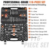 image:imageTap and Die Set 116Piece Include Metric and SAE Size Bearing Steel Taps and Dies Essential Threading Tool for Cutting External Internal Threads with Complete Accessories and Storage Case116pcs