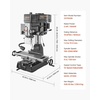 image:imageVEVOR 15875Inch Mill Drill Machine 2 HP Benchtop Milling Drill Press 1502560 RPM Adjustable Speed with Rotating Vise Laser and Work Light Milling Drilling Machine for Woodworking Light Metal