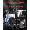 image:imageVEVOR 20Gallon Air Compressor 2HP 45 SCFM at 90PSI Max 125PSI Pressure OilFree Air Compressor Tank Portable on Wheels for Auto Repair Tire Inflation Spray Painting Woodwork Nailing 120V185 x 177 x 398 in