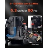 image:imageVEVOR 20Gallon Air Compressor 2HP 45 SCFM at 90PSI Max 125PSI Pressure OilFree Air Compressor Tank Portable on Wheels for Auto Repair Tire Inflation Spray Painting Woodwork Nailing 120V30Gallon