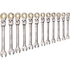 image:imageVEVOR 24piece Ratcheting Wrench Set with 180 Flex Head AntiSlip Tooth Combination Wrench Sets with Organizer Box Metric 819mm amp SAE 1434 Black Electrophoretic CoatingNickel Plating 12pcs