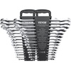 image:imageVEVOR 24piece Ratcheting Wrench Set with 180 Flex Head AntiSlip Tooth Combination Wrench Sets with Organizer Box Metric 819mm amp SAE 1434 Black Electrophoretic CoatingSilver 30pcs