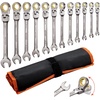 image:imageVEVOR 24piece Ratcheting Wrench Set with 180 Flex Head AntiSlip Tooth Combination Wrench Sets with Organizer Box Metric 819mm amp SAE 1434 Black Electrophoretic CoatingNickel Plating 12pcs