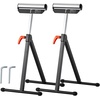 image:imageVEVOR 2Pack Roller Stands 135 lb Load Capacity 268425 Adjustable Height Folding Heavy Duty Design with 115 in Polished Steel Roller Head for Table Saw Outfeed Woodworking Extension Support