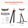 image:imageVEVOR 2Pack Stands 250 lbs Load Capacity 2743 in Adjustable Height Folding Heavy Duty with Polished Steel Roller Head amp Edge Guides for Table Saw Outfeed Woodworking Extension Support Black1Pack