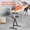 image:imageVEVOR 2Pack Stands 250 lbs Load Capacity 2743 in Adjustable Height Folding Heavy Duty with Polished Steel Roller Head amp Edge Guides for Table Saw Outfeed Woodworking Extension Support Black1Pack