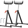 image:imageVEVOR 2Pack Stands 250 lbs Load Capacity 2743 in Adjustable Height Folding Heavy Duty with Polished Steel Roller Head amp Edge Guides for Table Saw Outfeed Woodworking Extension Support Black2Pack