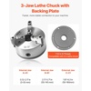 image:imageVEVOR 3Jaw Lathe Chuck 6 Inch 160 mm SelfCentering Chuck with 1 12 in8 Threaded Backing Plate 012571 in 3145 mm Clamping Range with Twrench Screws HT300 Material for Wood Metal Lathe