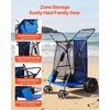 image:imageVEVOR Beach Cart with Large Wheels for Sand 165 lbs Load Capacity Heavy Duty Folding Beach Wagon with 10 Solid Wheels Insulated Cooler Bag Umbrella Holder Holds 4 Chairs for Camping amp Fishing