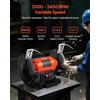 image:imageVEVOR Bench Grinder 8inch Variable Speed Bench Grinder 20003450RPM Table Grinders with 550W 50A 34Hp Induction Motor 3660Grit Grinding Wheel amp Adjustable Eye Shield for Sharpening Grinding8 inch550W