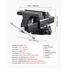 image:imageVEVOR Bench Vise 5 Jaw Width 5 Max Jaw Opening Multipurpose Vise with 360 Swivel Locking Base 28 Throat Depth Heavy Duty Ductile Iron Workbench Vise with Anvil for Clamping Round Pipes10inch
