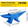 image:imageVEVOR Cast Steel Anvil 105 Lbs DoubleHorn Anvil with Large Countertop and Stable Base High Hardness Rugged Round Horn Anvil Blacksmith for Bending ShapingBlue 44LBs