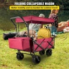 image:imageVEVOR Collapsible Wagon with Removable Canopy 220lbs Heavy Duty Foldable Beach Wagon with Big Wheels Folding Outdoor Utility Wagon Garden Cart with Adjustable Push Pulling Handles