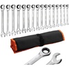 image:imageVEVOR Combination Wrench Set 32Piece SAE and Metric 12Point Box End and 15 Angled Open End Combination Wrenches with Roll Up Pouch Carbon Steel for General Household and Automotive RepairsRegular