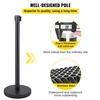 image:imageVEVOR Crowd Control Stanchion Set Stanchion Set with 66 ft2 m Black Retractable Belt Black Crowd Control Barrier wConcrete and Metal Base  Easy Connect Assembly 46 Pcs