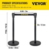 image:imageVEVOR Crowd Control Stanchion Set Stanchion Set with 66 ft2 m Black Retractable Belt Black Crowd Control Barrier wConcrete and Metal Base  Easy Connect Assembly 44 Pcs
