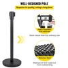 image:imageVEVOR Crowd Control Stanchion Set Stanchion Set with 66 ft2 m Black Retractable Belt Black Crowd Control Barrier wConcrete and Metal Base  Easy Connect Assembly 44 Pcs