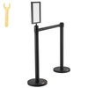 image:imageVEVOR Crowd Control Stanchion Set Stanchion Set with 66 ft2 m Black Retractable Belt Black Crowd Control Barrier wConcrete and Metal Base  Easy Connect Assembly 4Black