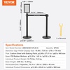 image:imageVEVOR Crowd Control Stanchion Set Stanchion Set with 66 ft2 m Black Retractable Belt Black Crowd Control Barrier wConcrete and Metal Base  Easy Connect Assembly 4Black