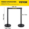 image:imageVEVOR Crowd Control Stanchion Set Stanchion Set with 66 ft2 m Black Retractable Belt Black Crowd Control Barrier wConcrete and Metal Base  Easy Connect Assembly 46 Pcs