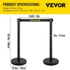 image:imageVEVOR Crowd Control Stanchion Set Stanchion Set with 66 ft2 m Black Retractable Belt Black Crowd Control Barrier wConcrete and Metal Base  Easy Connect Assembly 44 Pcs