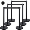 image:imageVEVOR Crowd Control Stanchion Set Stanchion Set with 66 ft2 m Black Retractable Belt Black Crowd Control Barrier wConcrete and Metal Base  Easy Connect Assembly 46 Pcs