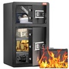 image:imageVEVOR Double Doors 55 cuft Safe Box with Key Lock amp Password Safe Lock Box with Fireproof Bag Key Rack LED Light 2 Height Adjustable and Removable Divider and 1 Cabinet for MoneyDocumentsBlackDouble Door without Fingerprint