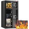 image:imageVEVOR Double Doors 55 cuft Safe Box with Key Lock amp Password Safe Lock Box with Fireproof Bag Key Rack LED Light 2 Height Adjustable and Removable Divider and 1 Cabinet for MoneyDocumentsBlackDouble Door without Fingerprint