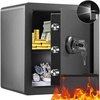 image:imageVEVOR Double Doors 55 cuft Safe Box with Key Lock amp Password Safe Lock Box with Fireproof Bag Key Rack LED Light 2 Height Adjustable and Removable Divider and 1 Cabinet for MoneyDocumentsBlackSingle door without Fingerprint