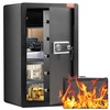image:imageVEVOR Double Doors 55 cuft Safe Box with Key Lock amp Password Safe Lock Box with Fireproof Bag Key Rack LED Light 2 Height Adjustable and Removable Divider and 1 Cabinet for MoneyDocumentsBlackSingle door without Fingerprint