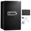 image:imageVEVOR Double Doors 55 cuft Safe Box with Key Lock amp Password Safe Lock Box with Fireproof Bag Key Rack LED Light 2 Height Adjustable and Removable Divider and 1 Cabinet for MoneyDocumentsBlackSingle door with Fingerprint