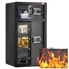 image:imageVEVOR Double Doors 55 cuft Safe Box with Key Lock amp Password Safe Lock Box with Fireproof Bag Key Rack LED Light 2 Height Adjustable and Removable Divider and 1 Cabinet for MoneyDocumentsBlackDouble Door without Fingerprint