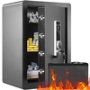 image:imageVEVOR Double Doors 55 cuft Safe Box with Key Lock amp Password Safe Lock Box with Fireproof Bag Key Rack LED Light 2 Height Adjustable and Removable Divider and 1 Cabinet for MoneyDocumentsBlackSingle door with Fingerprint