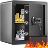 image:imageVEVOR Double Doors 55 cuft Safe Box with Key Lock amp Password Safe Lock Box with Fireproof Bag Key Rack LED Light 2 Height Adjustable and Removable Divider and 1 Cabinet for MoneyDocumentsBlackSingle door without Fingerprint