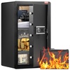 image:imageVEVOR Double Doors 55 cuft Safe Box with Key Lock amp Password Safe Lock Box with Fireproof Bag Key Rack LED Light 2 Height Adjustable and Removable Divider and 1 Cabinet for MoneyDocumentsBlackSingle door with Fingerprint