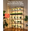 image:imageVEVOR Indoor Greenhouse with Grow Light 59 in Tall 4Tier Plant Stand with Clear Cover Timer amp Hygrometer 180W Full Spectrum Grow Lights Metal Lighted Plants Shelf Holder for Indoor PlantsWith Mechanical Timer