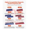 image:imageVEVOR Magnetic Socket Organizer Set 6PCS Socket Holder 14 38 amp 12 Metric SAE Socket Trays with Clear Labels Hold up to 143PCS Standard amp Deep Sockets Blue amp Red Sockets Not IncludedBlue  Red