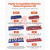 image:imageVEVOR Magnetic Socket Organizer Set 6PCS Socket Holder 14 38 amp 12 Metric SAE Socket Trays with Clear Labels Hold up to 143PCS Standard amp Deep Sockets Blue amp Red Sockets Not IncludedBlue  Red