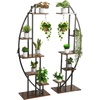 image:imageVEVOR Plant Stand Indoor with Grow Lights 63 in Tall 9Tier Lighted Plant Shelf Metal Corner Plants Holder 3 Timer amp 10 Brightness CurveShaped Flower Display Rack for Living Room Balcony DecorBlack  2 Pack Half Moon