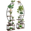 image:imageVEVOR Plant Stand Indoor with Grow Lights 63 in Tall 9Tier Lighted Plant Shelf Metal Corner Plants Holder 3 Timer amp 10 Brightness CurveShaped Flower Display Rack for Living Room Balcony DecorBlack  2 Pack Half Moon
