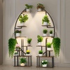 image:imageVEVOR Plant Stand Indoor with Grow Lights 63 in Tall 9Tier Lighted Plant Shelf Metal Corner Plants Holder 3 Timer amp 10 Brightness CurveShaped Flower Display Rack for Living Room Balcony DecorBlack  2 Pack Half Moon