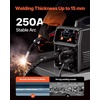 image:imageVEVOR Pro MIG Welder 250A Pluse Mig Welding Machine 5in1 Synergic Welder Machine MIG PluseGas MIGFlux Core MIGStickLift TIG 110V220V Dual Voltage Aluminum Mig Welder with LCD Screen Display169 x 71 x 126 in