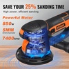 image:imageVEVOR Random Orbital Sander 5 amp 6Inch 350W Brushless Orbital Sander 10000 PRM 6 Variable Speed Electric Palm Sander with 20PCS Sandpapers Dust Connector amp Hose for Woodworking Detailing SandingOrange