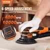 image:imageVEVOR Random Orbital Sander 5 amp 6Inch 350W Brushless Orbital Sander 10000 PRM 6 Variable Speed Electric Palm Sander with 20PCS Sandpapers Dust Connector amp Hose for Woodworking Detailing SandingOrange