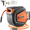 image:imageVEVOR Retractable Air Hose Reel 38 Inch x 80 FT Hybrid Air Hose Max 300PSI Enclosed AirCompressor Hoses Reel Auto Rewind with 66 ft Lead in 180 Swivel CeilingWall Mount for Workshops38IN x 65FT