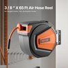 image:imageVEVOR Retractable Air Hose Reel 38 Inch x 80 FT Hybrid Air Hose Max 300PSI Enclosed AirCompressor Hoses Reel Auto Rewind with 66 ft Lead in 180 Swivel CeilingWall Mount for Workshops38IN x 65FT